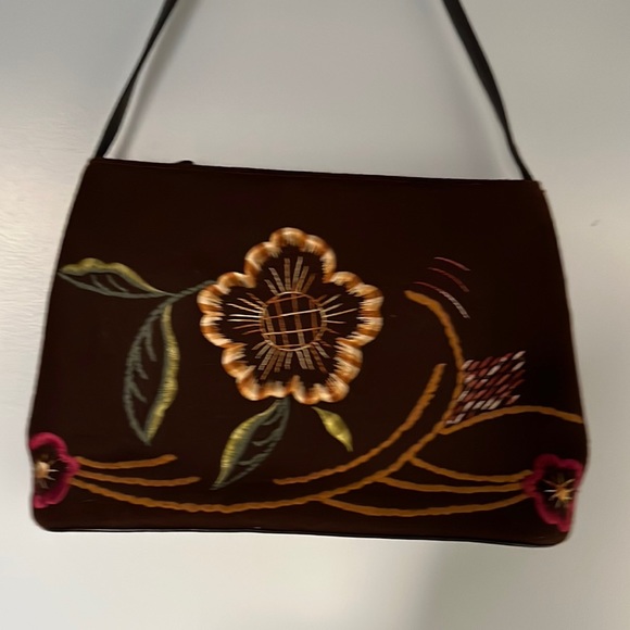 Sarah Violet Brown Embroidered Handbag - Picture 2 of 7